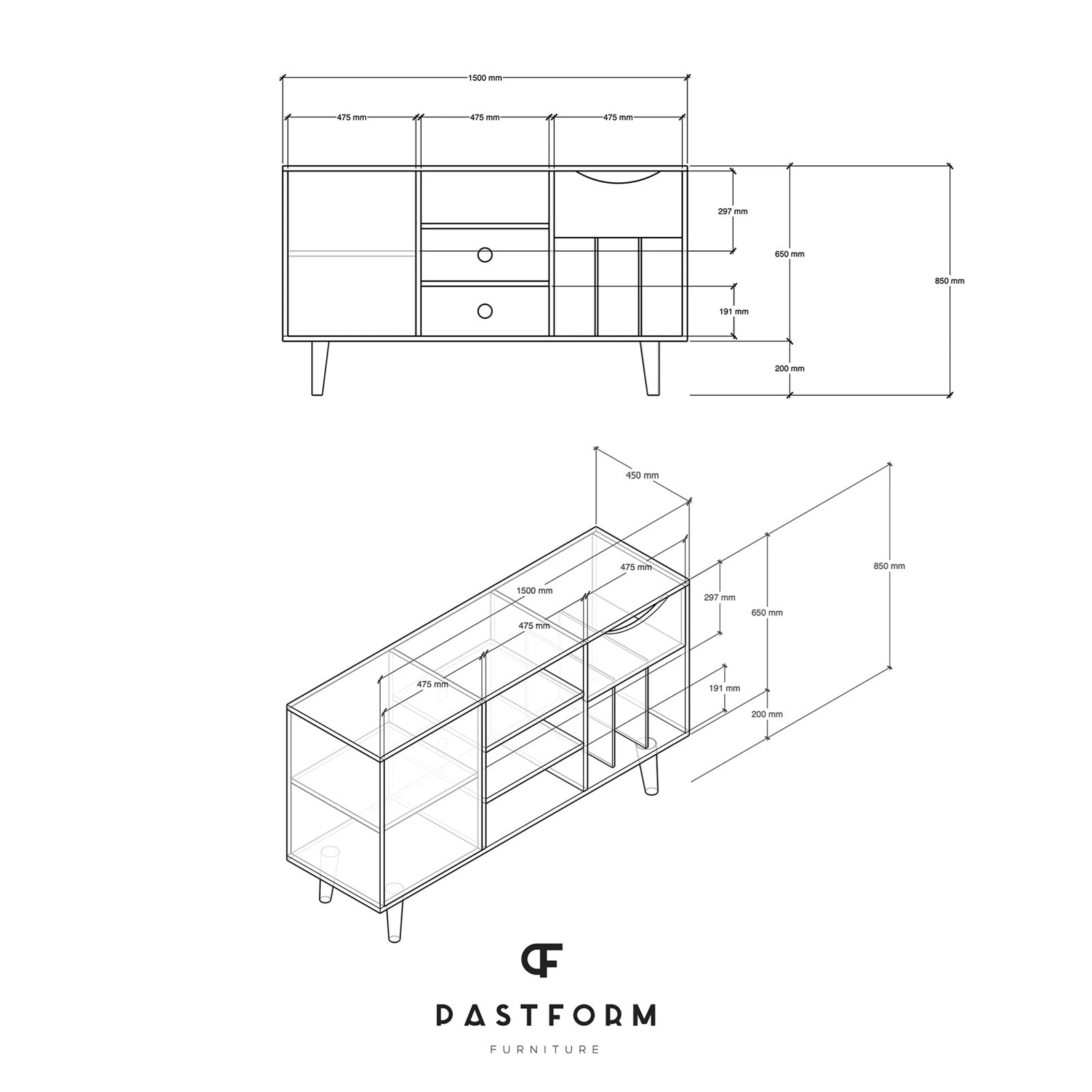 KRON VINYL platenkast sideboard